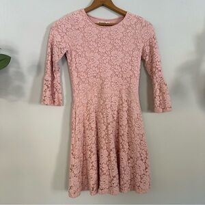 Abercrombie Kids Dusty Pink Lace Floral 3/4 Sleeve Dress